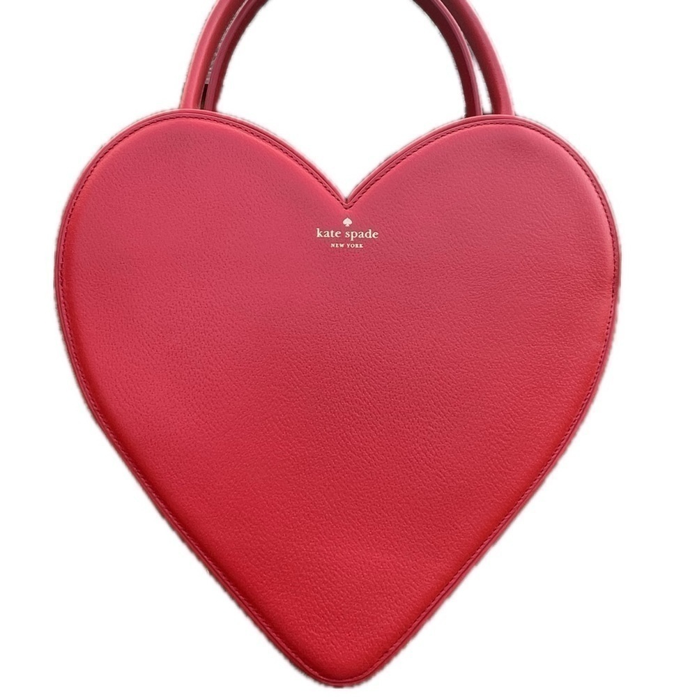 Kate Spade Dolly Red Heart Large Rose Colored Glasses Leather Novelty Rare Bag - Picture 10 of 11